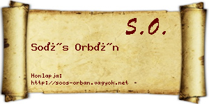Soós Orbán névjegykártya